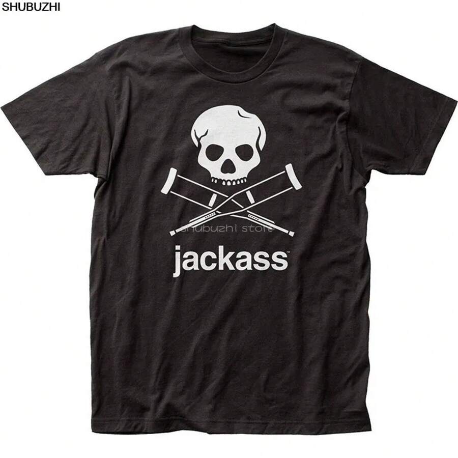 Magliette alla moda da uomo con stampa logo Jackass in nero, classico, regalo unico Sbz6128 - nero - Visualizzare 1