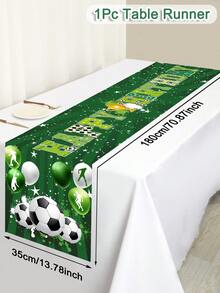 1件足球主題生日桌旗,180*35cm 綠色足球聚酯纖維桌旗,男孩生日派對用品,室內/室外居家桌面裝飾 - 彩色 - 查看 11