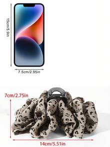 1pc Women's 14cm/5.51 Inch Solid Color Fabric Leopard Print Cloud Double-Sided Bow Large Hair Claw Clip Hair Accessory, Elegant And Sweet Campus Style, Suitable For Party, Prom, And Daily Wear - Multicolor - View 6