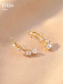 Hihho 1 Pair White Zirconia Ear Studs For Women, Elegant And Cute Jewelry Earrings Suitable For Daily Wear, Holidays And Gatherings - Earrings - View 5