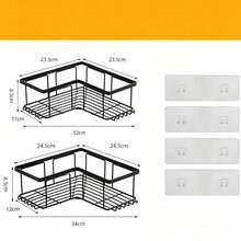2-3pcs Bathroom Storage Rack, Bathroom Wall Storage, Kitchen Storage Rack, Balcony Storage Rack, Suitable For Kitchen, Bathroom, Toilet, Balcony, Tungsten Steel Material, Sturdy And Durable, Moisture-Proof And Rust-Proof, Bottle And Jar Storage Rack, Space-Saving, Two Installation Methods, Drill-Free Storage Rack - Multicolor - View 11