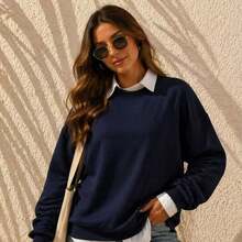 Sueter Feminino Urso New York 1979 Gola Careca Moletom Flanelado Moda Blogueira Algodão Moderno - Azul Marinho - Visão 2