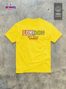 Original HPC POLO T-Shirt With Round Neck And Short Sleeves – Themed Graphic Design "HPC: London England Heritage" – 100% Cotton - 黃色 - 查看 2