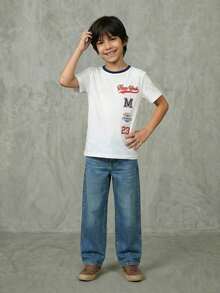 Basic Short-Sleeved T-Shirt With A Cute Capybara Graphic Print For Kids, In A Casual And Creative Style. - Red - View 1
