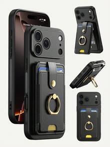 1個黑色多功能卡夾手機殼，相容Apple智慧型手機，多槽錢包式附環 17 Pro Max 手機殼，時尚便攜式手機支架，適合夏季旅行與閱讀，Apple 16 Pro Max 手機殼附環支架，超實用支架手機殼相容Apple 17 手機殼、Apple 13 手機殼，做工精良適合作為禮物手機配件，3合1防震手機殼相容Galaxy S26 Ultra，超酷Apple 16 Pro 手機殼保護套 - 黑色 - 查看 1