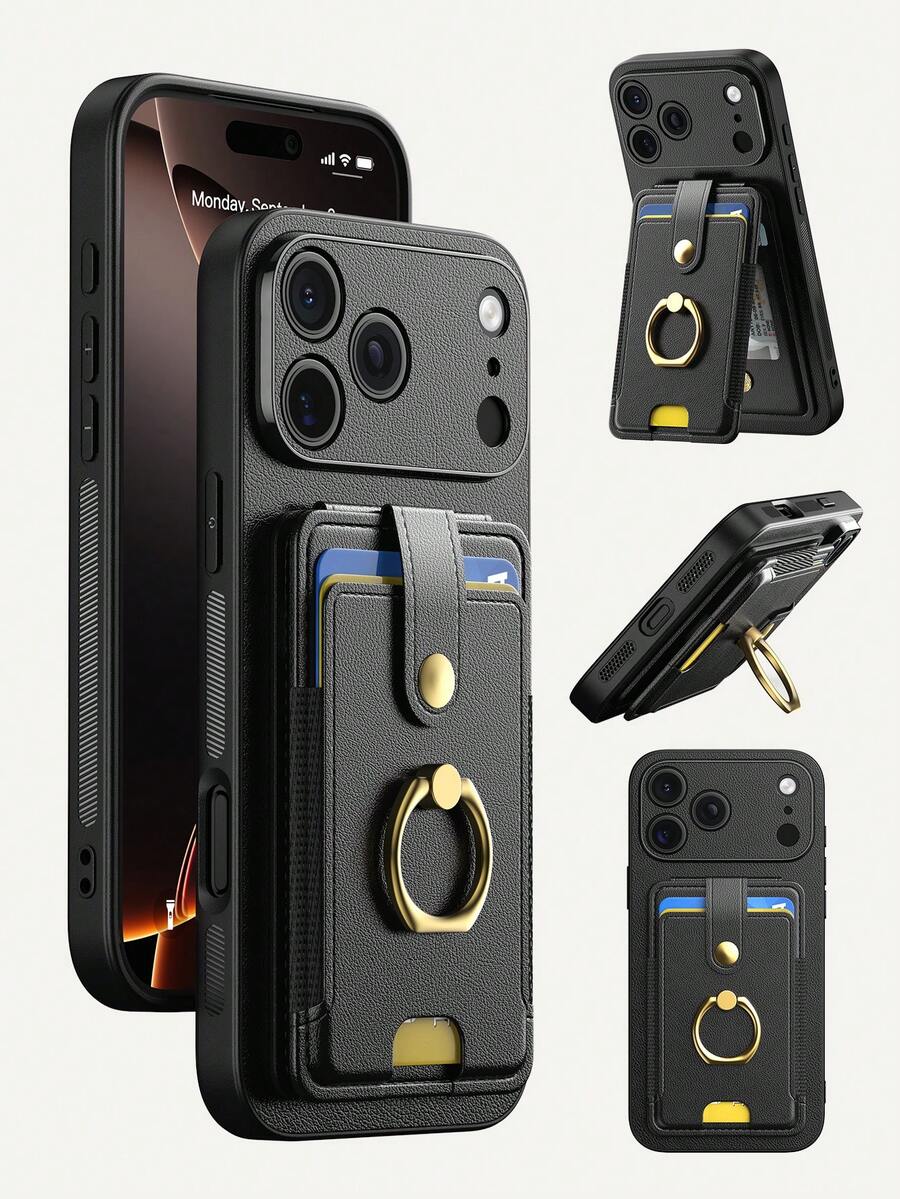1個黑色多功能卡夾手機殼,相容Apple智慧型手機,多槽錢包式附環 17 Pro Max 手機殼,時尚便攜式手機支架,適合夏季旅行與閱讀,Apple 16 Pro Max 手機殼附環支架,超實用支架手機殼相容Apple 17 手機殼、Apple 13 手機殼,做工精良適合作為禮物手機配件,3合1防震手機殼相容Galaxy S26 Ultra,超酷Apple 16 Pro 手機殼保護套 - 黑色 - 查看 1