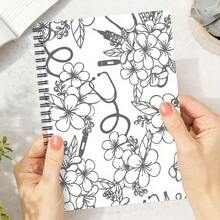 1pc Stethoscope Pattern Medical Spiral Notebook, Suitable For Nurses - Gift For Future Doctors And Medical Students - B - View 3