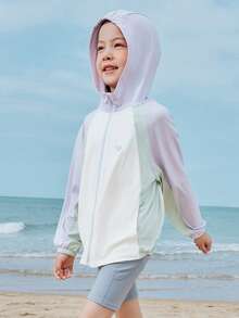 mini bala UPF50+ Tween Girl Lightweight Sun Protection Jacket Breathable UV Coat - Pink Purple - View 2