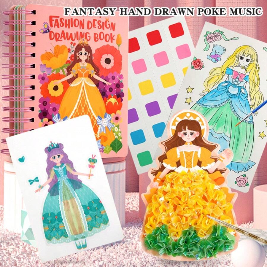 1 Set Perlengkapan Berdandan Putri DIY 3-in-1, Permainan Berdandan Kreatif, Seni Tusuk dan Mainan Stiker yang Menyenangkan, Hadiah Ulang Tahun Sempurna untuk Anak Perempuan