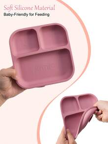 1pc Personalized Customization Name & Pattern Silicone Square Suction Plate Infant Feeding Tableware Food Storage Dishes For Baby Boys & Girls - Multicolor - View 8