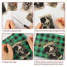 50pcs Halloween Skull Gift Tags With Hemp Rope, Dark Art Floral Skull Gift Labels, Suitable For Horror Theme Birthday Party, Gothic Style Gift Bag Labels, Sugar Skull Gift Packaging Decoration, Punk Rock Gothic Gift Packaging Decoration, Cool Birthday Party Supplies - A - View 7