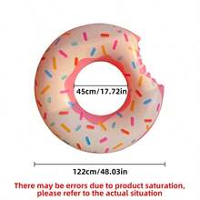 Outdoor Swim Ring Home Use Donut Pattern. Thickened Quality. Perfect For Pool Party Matching. - Rainbow Donuts - Light Pink - View 7
