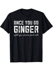Camiseta divertida con el eslogan Una vez que te tiñel pelo de rojo, no puedes parar. Camiseta casual de manga corta con cuello redondo y un llamativo diseño estampado de cabello rojo. - Negro - Ver 1