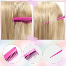 de 3-10 piezas, herramientas para trenzar el cabello, peine para coleta alta, peine lateral, herramienta para trenzar el cabello, peine de tres dientes, herramientas para peinar el cabello. - Albaricoque - Ver 6
