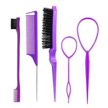 3-10 Pieces, Hair Braiding Tools, High Ponytail Comb, Side Comb, Hair Braiding Tool, Three-Tooth Comb, Hair Styling Tools. - 灰色 - 查看 1