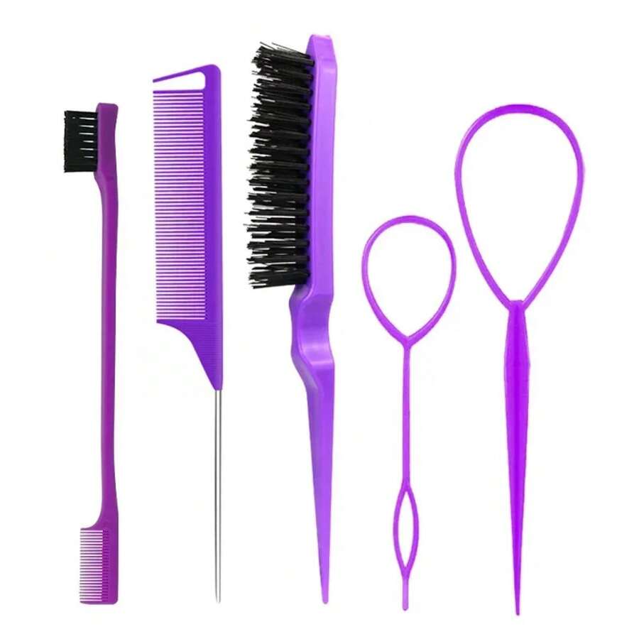 3-10 Pieces, Hair Braiding Tools, High Ponytail Comb, Side Comb, Hair Braiding Tool, Three-Tooth Comb, Hair Styling Tools. - 灰色 - 查看 1