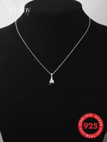 SYMFNY 1 pieza Collar con colgante de letra 26 de circonita cúbica de plata de ley 925 minimalista - Plateado - Ver 3