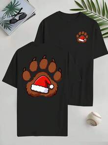 Feliz Navidad, Camiseta Deportiva Casual de Verano para Hombre, Talla, Estampada por Ambos Lados, Última Moda, Estampado Holgado, Top Básico Versátil, Cuello Redondo, Transpirable y C - Blanco - Ver 11