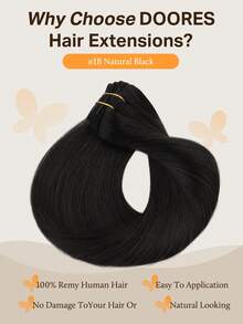 DOORES 9PCS Clip In Hair Extensions Straight Real Human Hair Natural Virgin Human Hair Extensions Double Weft Clip Ins Invisible & Soft Mini Hair Pieces For Thinning Hairs For Women - S1B - View 4