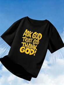 T-shirt Faith Graphic da uomo, nera, in tessuto di alta qualità, casual, comoda, resistente, con stampa di grande impatto. - nero - Visualizzare 1