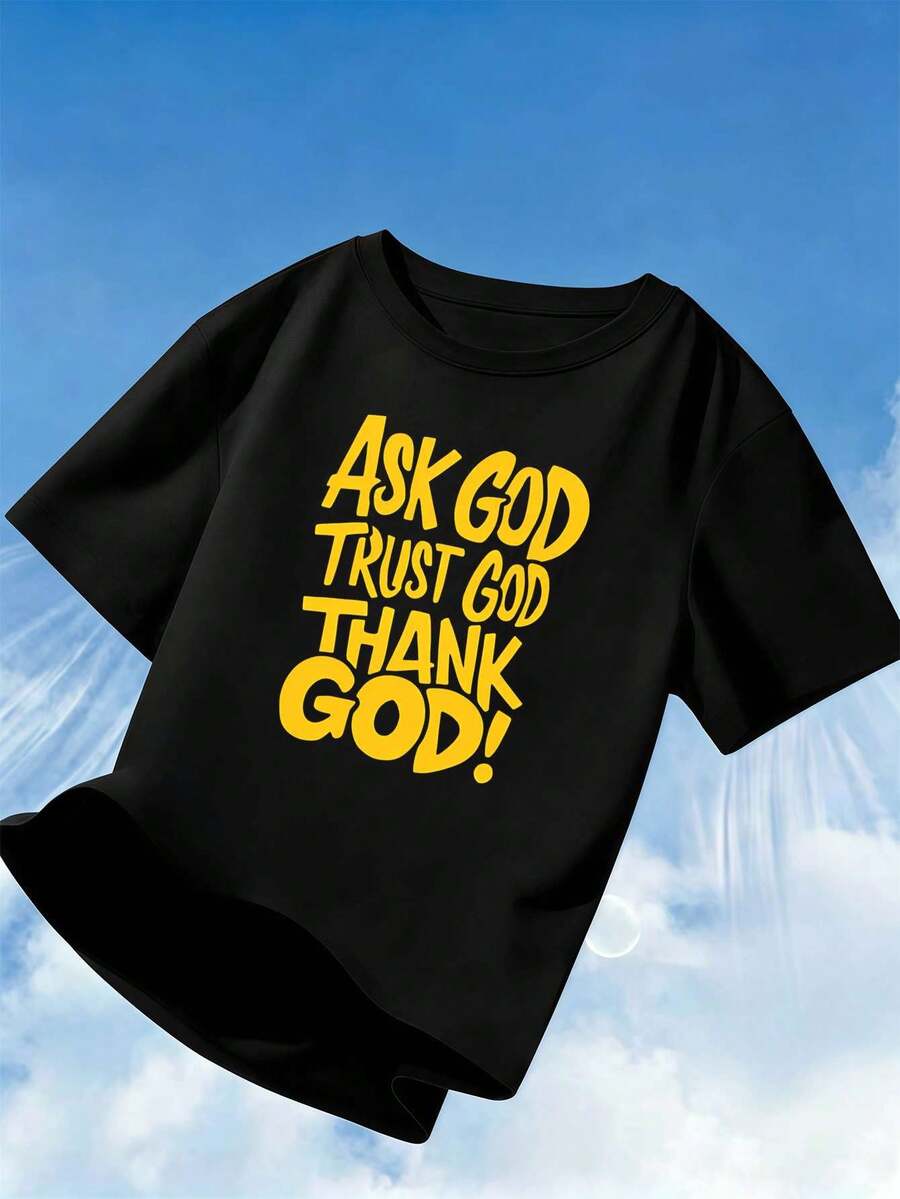 T-shirt Faith Graphic da uomo, nera, in tessuto di alta qualità, casual, comoda, resistente, con stampa di grande impatto. - nero - Visualizzare 1