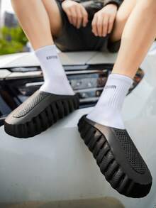 2026 Verano Nuevas Pantuflas Mules para Hombres Suela Gruesa Sandalias de Playa Sandalias para Mujeres Ligeras Antideslizantes Sandalias Casuales para Exteriores - Negro - Ver 6