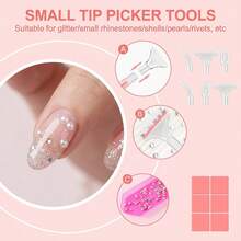 Pink Swirl Clear Resin Diamond Drill Pen Tools Kit, 2 Double-Head Diamond Painting Pens With 6 Multi-Size Placer Tips, Diamond Glue Mud & Storage Tray For 5D Diamond Embroidery DIY Art - Multicolor - View 3