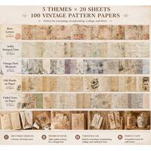 20 Stücke/Packung Vintage Blumen Dekoratives Scrapbooking Papier, DIY Bastelaufkleber & Notizen, Größe 3,93*5,51 Zoll, geeignet für Party, Geburtstag, Hochzeitsdekoration, Feiertagsgeschenkverpackungspapier, Verpackungsmaterial, handgefertigt, kreative DIY Kombinationskarten, schönes Sammelalbum Designpapier, Büro- und Lernmaterialien, Schulmaterialien, Schulanfang Saison. - 1 Set - Übersicht 2