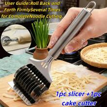 1 pieza Cortador de fideos manual multifuncional de acero inoxidable, máquina de prensar pasta con rodillo cortador de pasta de acero inoxidable y rodillo de separación uniforme, herramienta de cocina de diseño múltiple de tira larga apta para prensar y cortar pasta, aplicable para la cocina diaria y el horneado en casa - Ver 16