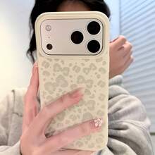 1pc White Matte TPU Light Gray Faint Leopard Print Phone Case Personalized Compatible With IPhone 16 Pro Max/17/16/15/14 Plus/13/12/11 Protective Case Air - Multicolor - View 2