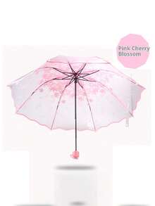 1/3pcs Floral Pattern Transparent Umbrella, Suitable For School, Office, Home, Travel, Back To School Supplies, Umbrella, Unisex, Durable Structure - Multiple Styles - View 14