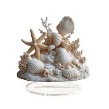創意Ins奶油風3D珊瑚海星貝殼海洋2D壓克力裝飾立牌,療癒溫柔風,客廳玄關書桌咖啡桌桌面裝飾擺件 - A - 查看 6
