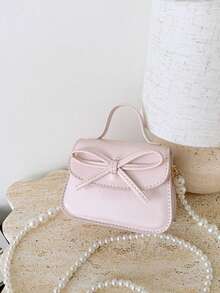 Bowknot Mini Handbag, Pearl Chain Crossbody Bag, Girly Versatile Small Square Bag - Multicolor - View 12