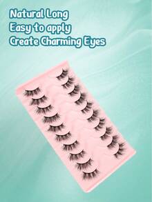 10 Pairs Fluffy 3D Half Eye False Eyelashes, Create Elongated Eye Tail Look, Realistic Mink Fur Messy Style False Eyelashes - 黑色 - 查看 5