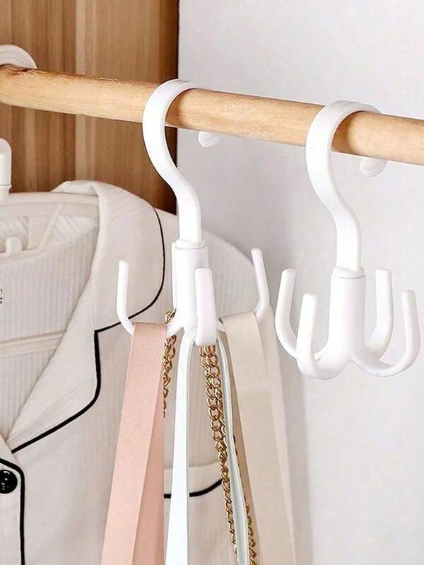 4 Cup Rotating Hook - No Drill Wall Mounted Storage Rack, Suitable For Belts, Scarves, Etc. - Stylish Plastic Closet Organizer