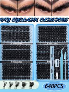 720pcs Ultra Dense DIY False Eyelashes Set, 8-16mm 10D-150D D Curl Natural Style False Eyelashes, Ultra Thick And Fluffy, Dense Eyelash Book, Suitable For Daily Use And Beginners - Blue - View 15