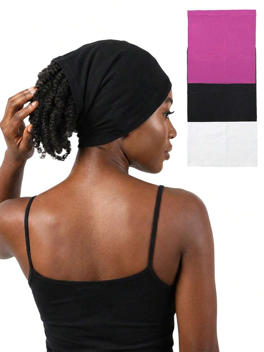 CONFLASS 1 pièce Bonnet de base pour femme, couleur unie violette et multicolore, bonnet intérieur pour hijab musulman, hijab en modal, hijab arabe, hijab élastique islamique, bonnet tricoté de couleur unie, bonnet de sport, bonnet, bonnet pour dreadlocks - Multicolore - Voir 1