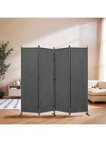 Biombo Separador Portátil Fácil Montaje 4 Paneles Moderno - gris - Ver 6