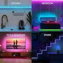 Self-Adhesive LED Light Strip, Equipped With A Remote Control And App Control, With Intelligent Dimming And Color Changing Function, Flexible RGB Light Strip, SMD 5050 LEDs, Suitable For Backlighting TVs As Well As For Decoration In Bedrooms And Living Rooms. - EU C Type Plug(220-240V) - View 6