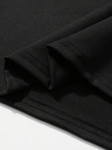 Men's Short Sleeve Summer T-Shirt With Print - Black - View 3