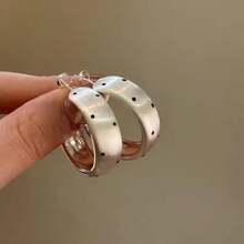 Fashion Geometric Circular Polka Hoop Earrings For Women Simple Temperament Metal Hoop Earrings Party Accessory Gift - Multicolor - View 3