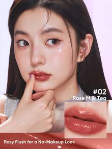 JUDYDOLL GLAZED LIP GLOSS Lip Gloss Berwarna Melembapkan Menyamarkan Garis Bibir Cocok untuk Perjalanan Sehari-hari Serbaguna Tahan Lama Berpigmen Dasar untuk Melapisi Makeup - 02 Teh Susu Mawar - View 2