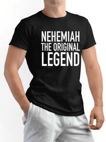 NEHEMIAH LA LENDA Camiseta Divertida - Un regalo divertido para hombres, papás, amigos y familiares - Camiseta casual de manga corta con cuello redondo en blanco y negro -% algo - Blanco - Ver 8