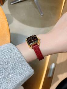 1件女款橢圓羅馬數字休閒優雅石英手錶，適合日常佩戴 - 紅色 - 查看 4