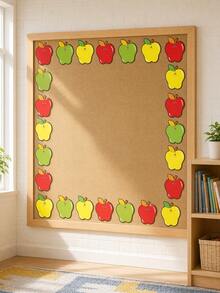 Cute Red Apple Stickers, Back To School Apple Decorations, Colorful Apple Shaped Cutouts For Bulletin Boards, Including Desk Name Labels, Colorful Apple Shaped Hollow Stickers, Suitable For Bulletin Boards, Perfect For Decorating Lockers, Lockers And Classrooms, Including Desk Name Labels - Apple - View 3