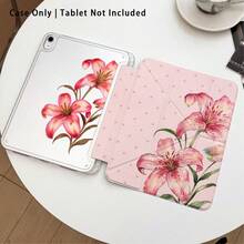Pink Lily And Polka Dot Pattern Painted Effect Tablet Protective Case With Stand, Compatible With Honor 8/9/10/X8/X8A/X9/X8Pro/X9Pro, MatePad SE 11 Inch/MatePad 11 Inch/11.5 Inch, MatePad Pro, Apple 10th/11th Gen 2025 (A16), Galaxy Tab A7/A9 And Other Popular Models - Style 6 - View 2