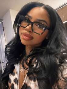 1 Pair Square Frame Glasses, Clear Lenses, Suitable For Reading, Gaming, TV, Computer And Mobile Use, Unisex - Clear - View 8