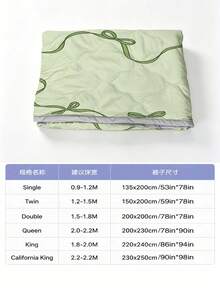 1pc Ultra Soft Cooling Blanket - Lightweight All Season Bedding, With Stylish Bow Pattern, 100% Polyester Fiber, Machine Washable Suitable For Single/Double Bed, Hotel, Camping And Home Decor, Hotel Grade Luxury Bedding|Modern Stitched Design - Green - View 2