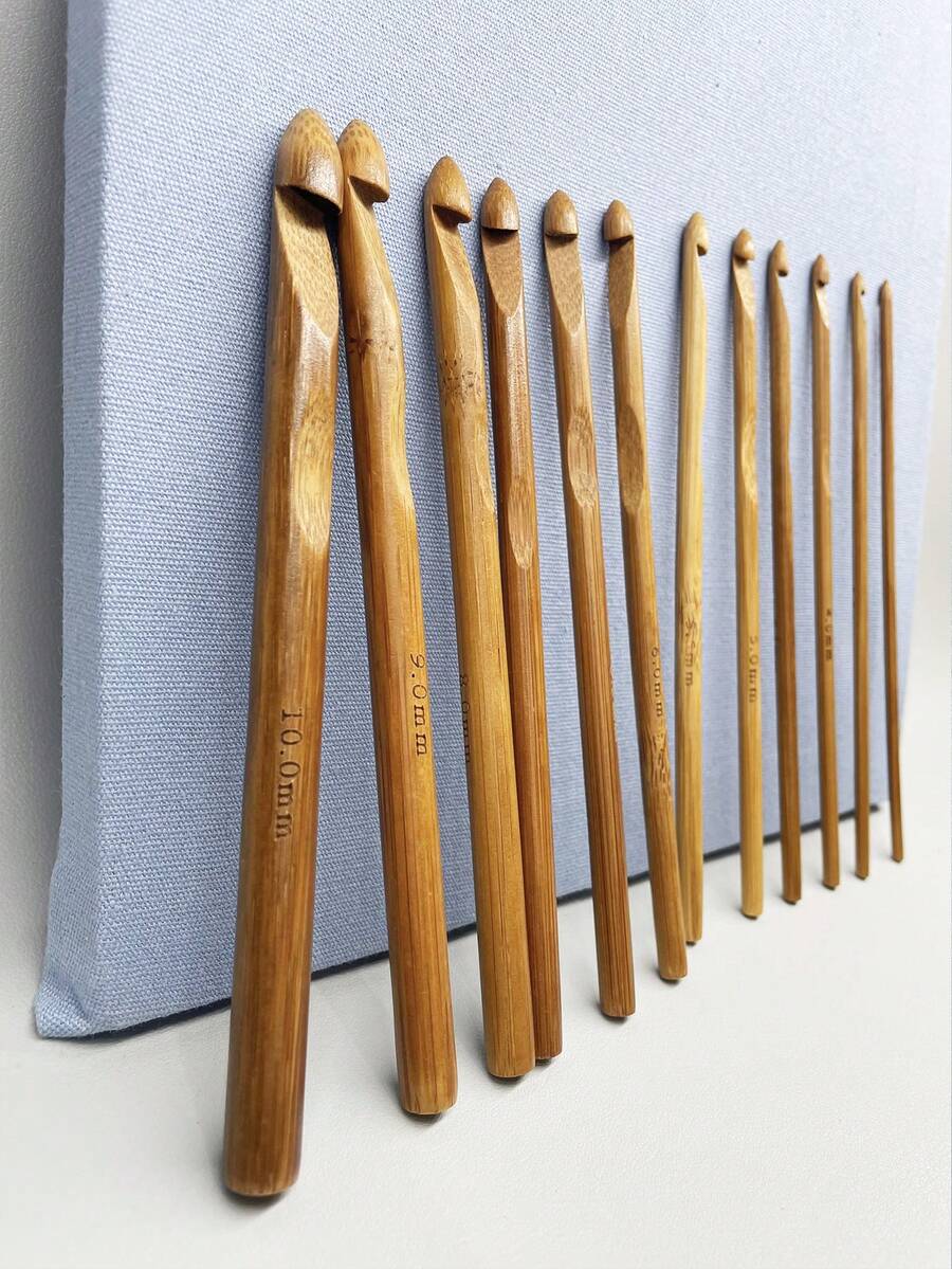[12pcs Crochet Hook Set]3.0mm-10.0mm Knitting Tools, Lightweight Smooth Crochet Hooks, Suitable For Yarn DIY, Sweaters, Scarves, Blankets And All Crochet Projects - Carbonized Small Beads - View 1