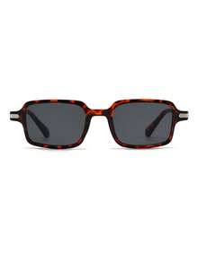 1 par de gafas de moda estilo empresarial con montura rectangular de carey para hombre - Multicolor - Ver 3